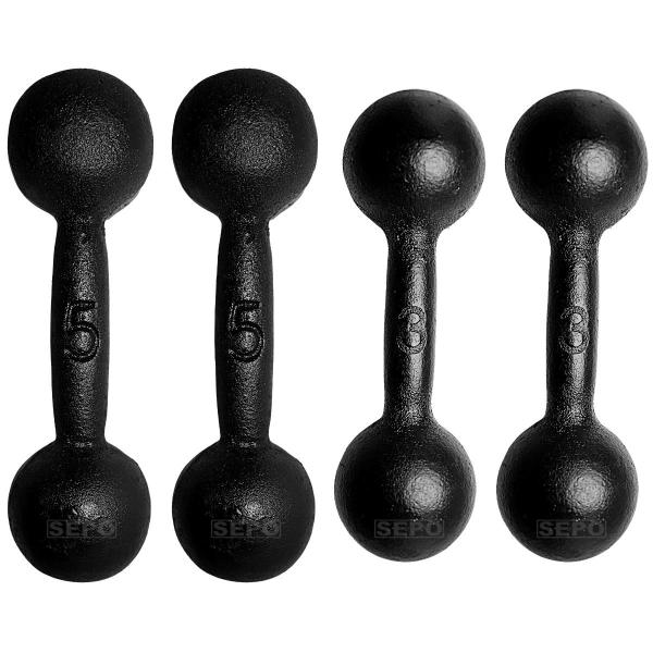 Imagem de Kit Fitness 4 Halteres Redondo Bola de Ferro Pares de 3Kg e 5Kg