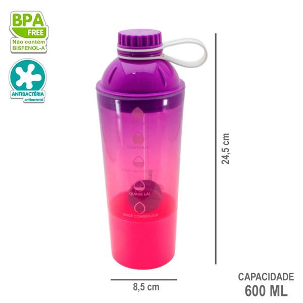 Imagem de Kit Fitness Rosa Roxo Shakeira e Potes Empilháveis Plasútil