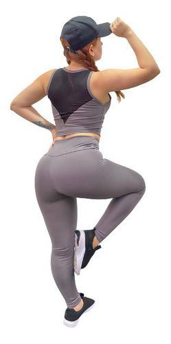 Imagem de Kit Fitness Top Com Bojo E Legging Cintura Alta Conjunto K03