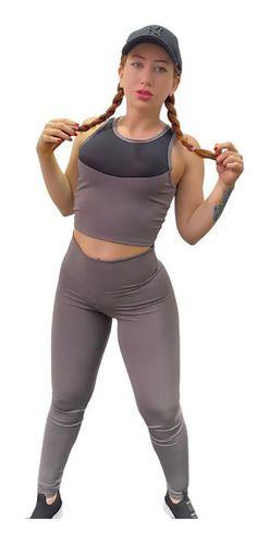 Imagem de Kit Fitness Top Com Bojo E Legging Cintura Alta Conjunto K03