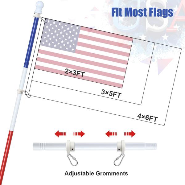 Kit Flag Pole Cogardenshower de 1,5 m em aço inoxidável Heavy Duty Imagem de Kit Flag Pole Cogardenshower de 1,5 m em aço inoxidável Heavy Duty