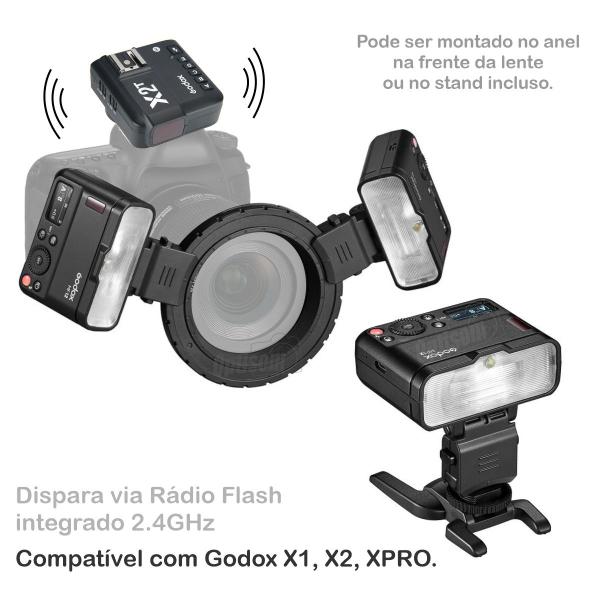 Imagem de Kit Flash Macro Duplo Godox Mf12 Ttl Com Rádio Flash X2 Para Câmeras Nikon