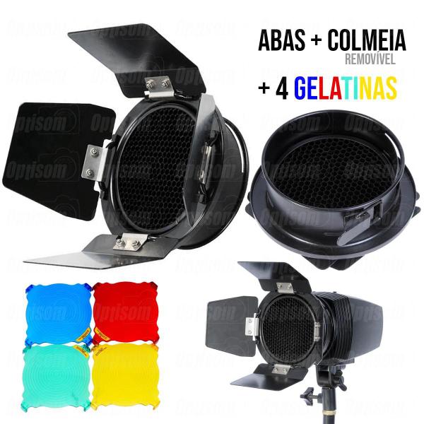 Imagem de Kit Flash Tocha Godox Mini Pioneer 250di 250w + Abas Colmeia 4 Gelatinas E Tripé