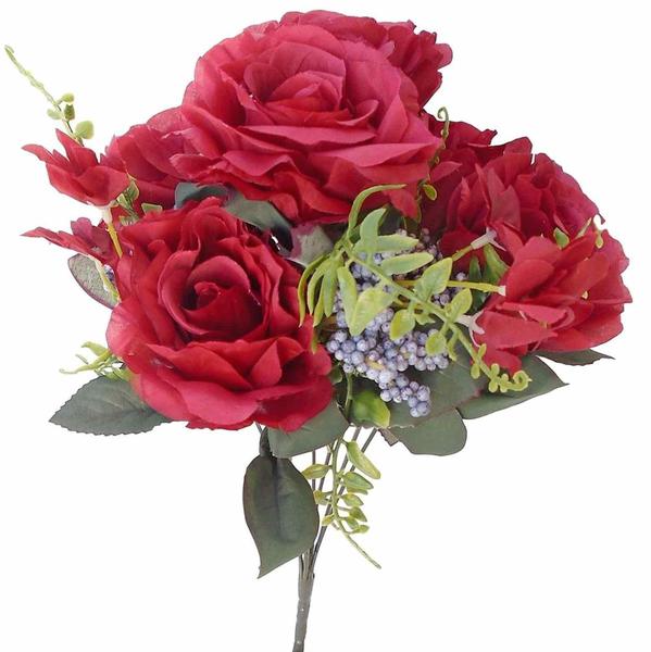 Imagem de Kit flor artificial 8 Buques de Rosas Vermelhas