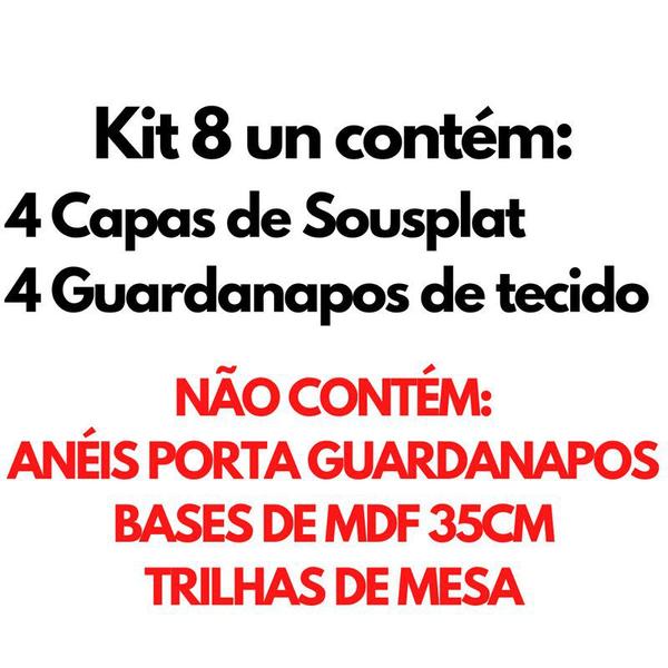 Imagem de Kit floral azul jogo americano pérolas suplat com 8 pçs