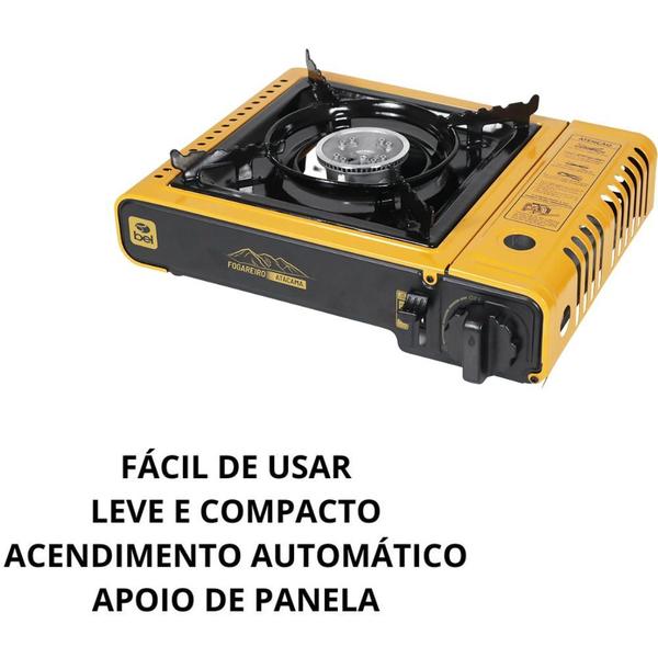 Imagem de Kit Fogareiro Atacama + 4 Cartuchos Refil De Gás 1 Boca Acendimento Automático Compacto Portátil Maleta Para Transporte