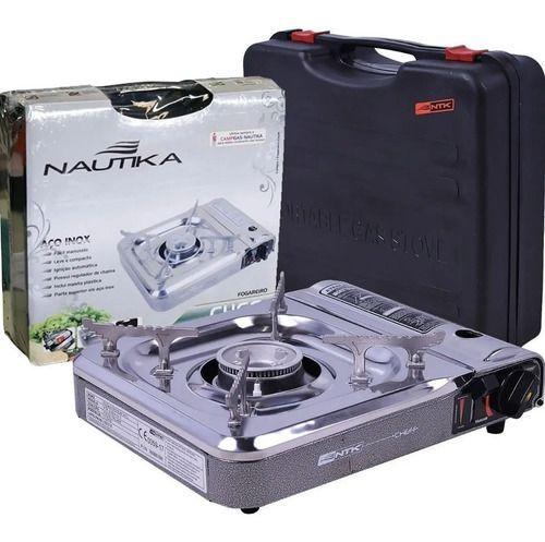 Imagem de Kit Fogareiro Automatico Inox A Gás Nautika  Cheff + Campgás