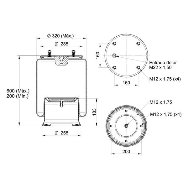 Imagem de Kit Fole Pneumático Suspensão Eixo Implementos HBZ - 2 Un