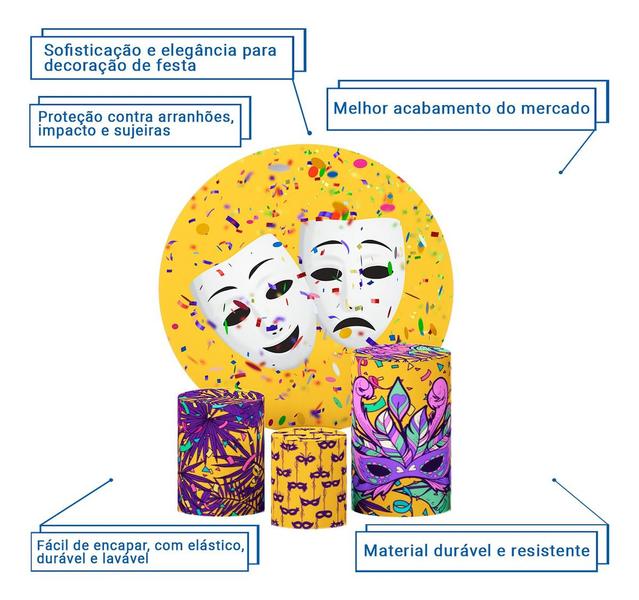 Imagem de Kit Folia Capa Cilindro Carnaval Variedades Sublimada Painel