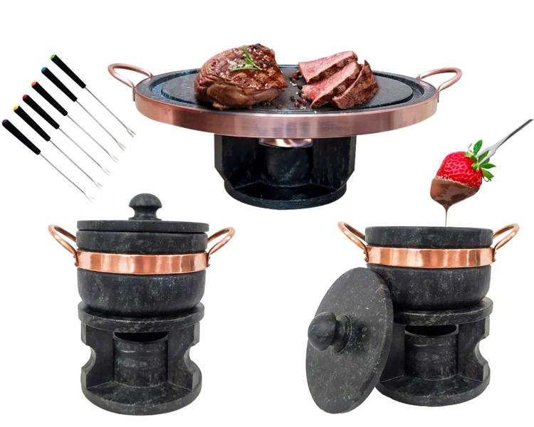 Imagem de Kit Fondue 23cm + 2 Fondue 800ml + 6 Garfinhos Curado