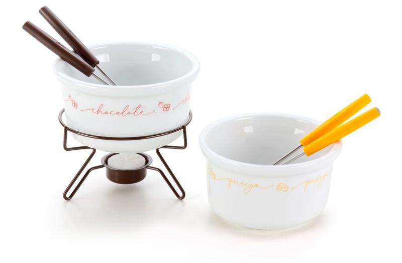 Imagem de Kit Fondue Porcelana Duo Queijo e Chocolate Cozinha Forma