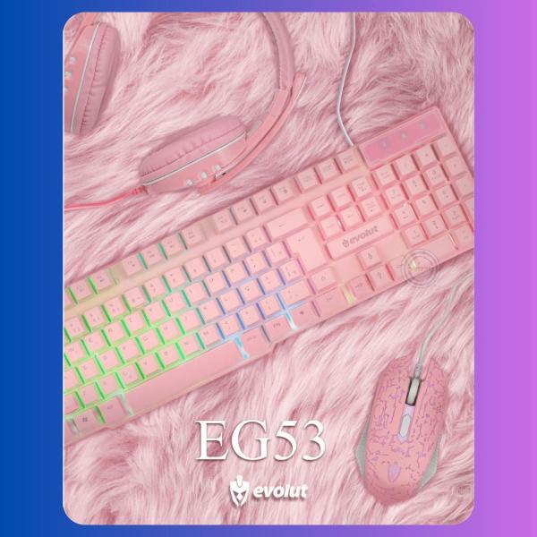 Imagem de Kit Fone Mouse Teclado Semi Mecânico Gamer Rosa Home Office Evolut