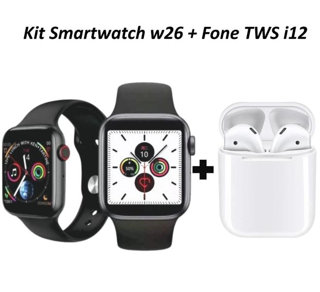 Imagem de Kit Fone s/ Fio + Relógio Inteligente W26 Bluetooth