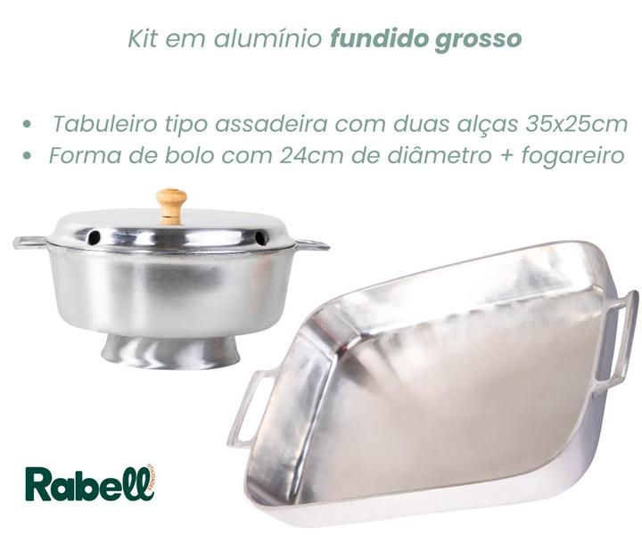 Imagem de Kit forma de bolo tabuleiro preto de aluminio fundido grosso