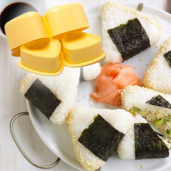 Imagem de Kit Forma Dupla Para Oniguiri Sushi Bolinho de Arroz + Colher de Arroz + Esteira de Bambu