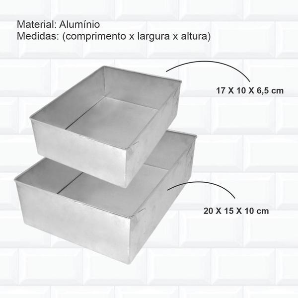 Imagem de Kit Formas De Bolo Retangular Alta 25x17 Cm + 17x10 Cm