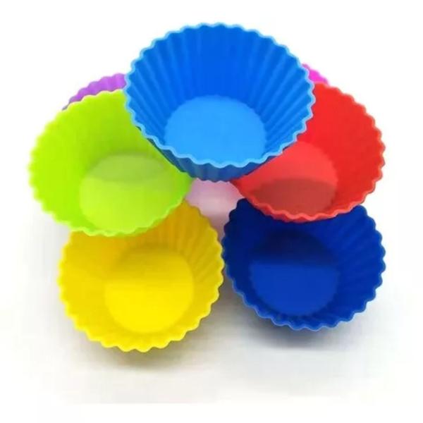 Imagem de Kit Formas Silicone 12 Mini Cupcake Bolo Muffin Assadeira