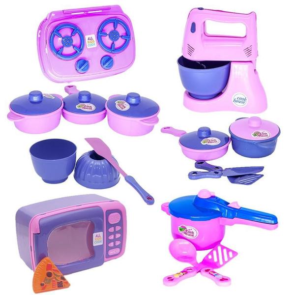 Imagem de Kit Forminha Menina Brinquedo Panelas Batedeira Cozinha 17Pç