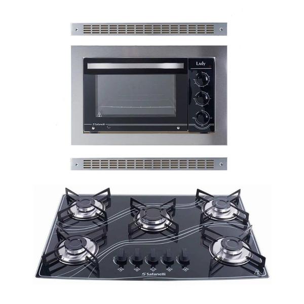 Imagem de Kit Forno Elétrico Embutir 45l E Cooktop 5 Bocas Preto Safanelli