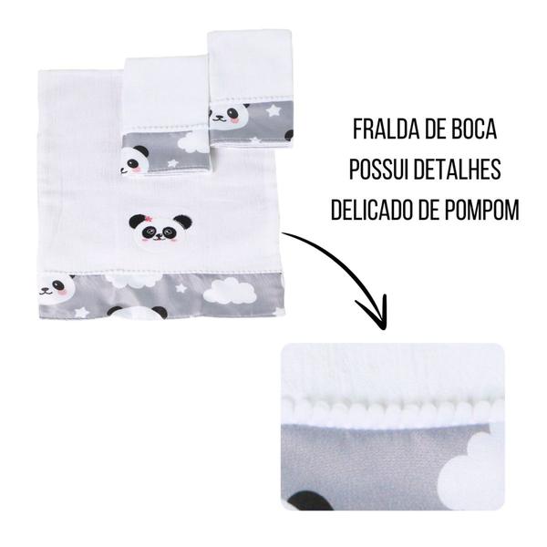 Imagem de Kit Fralda de Boca 3 Peças Para Bebê Menina Menino Estampada Bordada