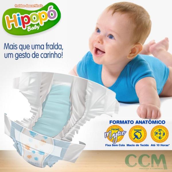 Imagem de Kit Fralda Descartável Infantil Hipopó Baby Hiper Tamanho M - Total de 84 Unidades