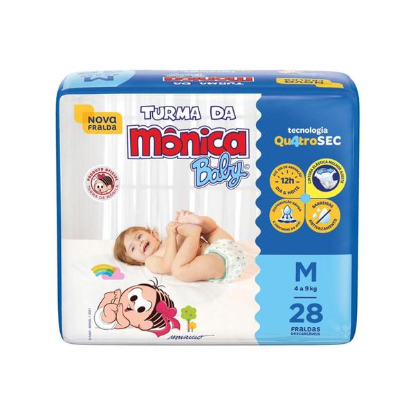 Imagem de Kit Fralda Descartável Turma da Mônica Baby - Tam M - 168 Fraldas - BARATO