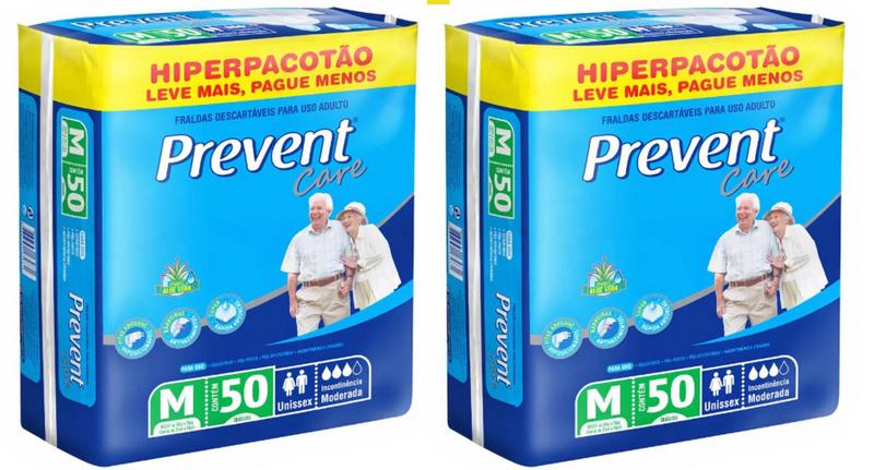 Imagem de Kit Fralda Geriátrica Prevent Care Tamaho M - 100 UNIDADES