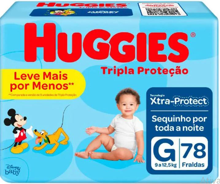 Imagem de Kit Fralda Huggies Tripla Proteção HIPER - Tam G - 624 Unidades - ATACADO BARATO