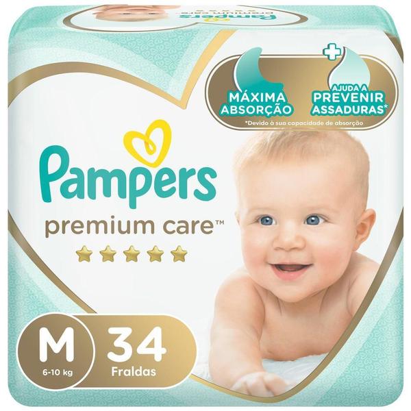 Kit Fralda Pampers Premium Care Mega Tamanho M com 68 Unidades Imagem de Kit Fralda Pampers Premium Care Mega Tamanho M com 68 Unidades