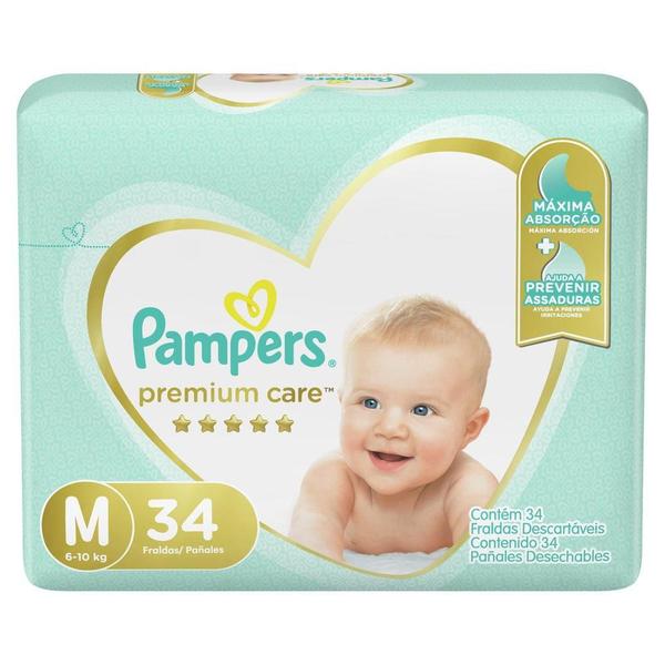 Kit Fralda Pampers Premium Care Mega Tamanho M com 68 Unidades Imagem de Kit Fralda Pampers Premium Care Mega Tamanho M com 68 Unidades