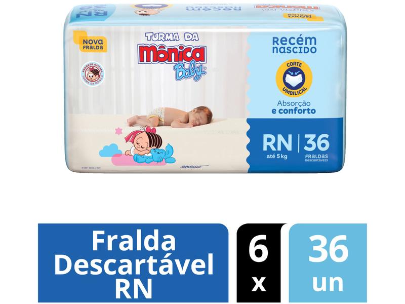 Imagem de Kit Fralda Turma da Mônica Baby Tam. RN até 4,5kg