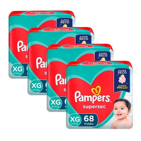 Imagem de Kit Fraldas Descartáveis Pampers Supersec (Jumbo)- 272 Fraldas - Tam XG - BARATO