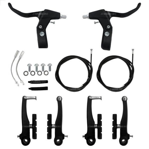 Imagem de Kit Freio Bike MTB V-brake Bike Completo Para Bicicleta Par Sapatas Orbitais