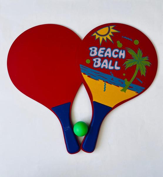 Imagem de Kit Frescobol Beach Ball 2 Raquetes e 1 Bola Praia Piscina Verão Diversão