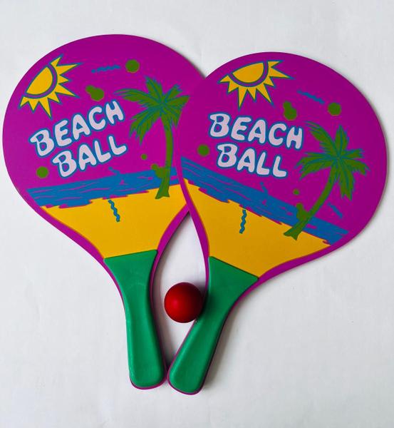 Imagem de Kit Frescobol Beach Ball 2 Raquetes e 1 Bola Praia Piscina Verão Diversão