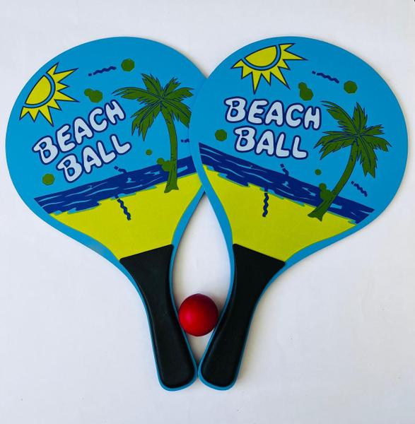 Imagem de  Kit Frescobol Beach Ball 2 Raquetes e 1 Bola Praia Piscina Verão