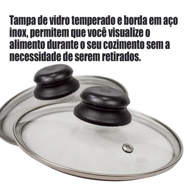 Kit Frigideira 2 peças Cereja e Dourado com Tampa de Vidro Alumi-Aço Linha Premium J4TECH Alumínio Antiaderente Teflon Ultra Resistente Imagem de Kit Frigideira 2 peças Cereja e Dourado com Tampa de Vidro Alumi-Aço Linha Premium J4TECH Alumínio Antiaderente Teflon Ultra Resistente