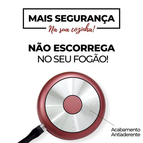 Kit Frigideira 2 peças Cereja e Dourado com Tampa de Vidro Alumi-Aço Linha Premium J4TECH Alumínio Antiaderente Teflon Ultra Resistente Imagem de Kit Frigideira 2 peças Cereja e Dourado com Tampa de Vidro Alumi-Aço Linha Premium J4TECH Alumínio Antiaderente Teflon Ultra Resistente