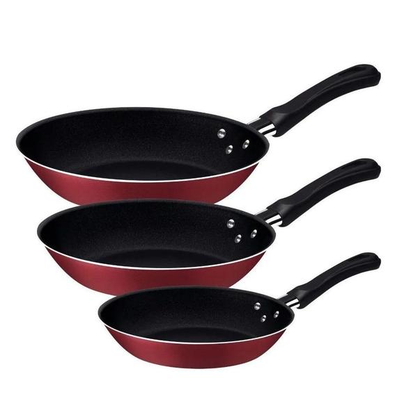 Kit Frigideira Tramontina Caribe Antiaderente Starflon Max 3 Peças Vermelho Imagem de Kit Frigideira Tramontina Caribe Antiaderente Starflon Max 3 Peças Vermelho