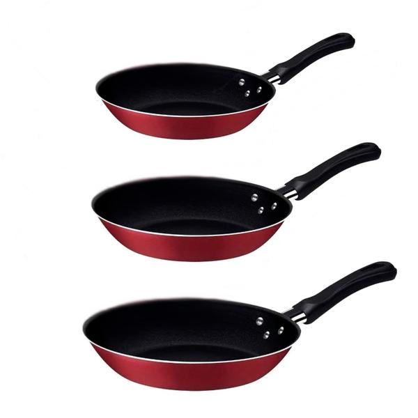 Kit Frigideira Tramontina Caribe Antiaderente Starflon Max 3 Peças Vermelho Imagem de Kit Frigideira Tramontina Caribe Antiaderente Starflon Max 3 Peças Vermelho