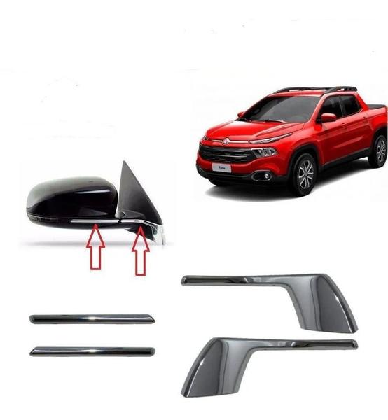 Imagem de Kit Friso Acabamento Cromado Retrovisor Fiat Toro