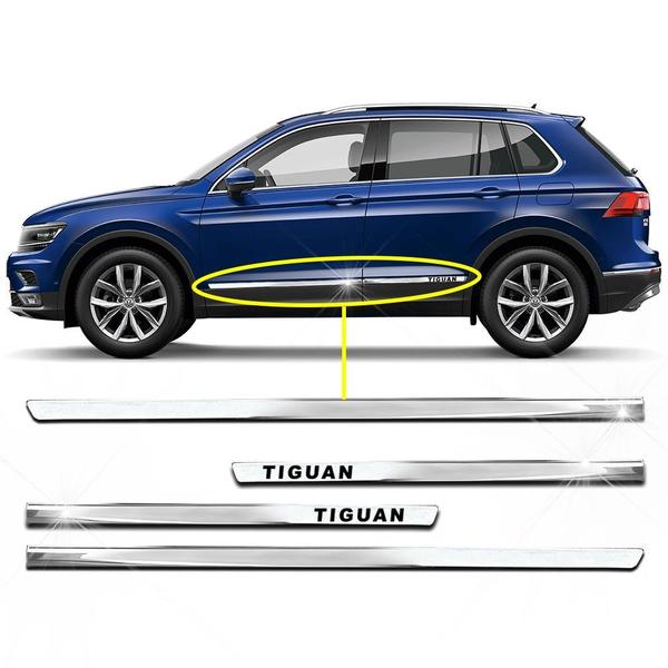 Imagem de Kit Friso Lateral Personalizado Modelo Slim Inferior Cor Cromado Tiguan 2009 a 2020 4 Portas