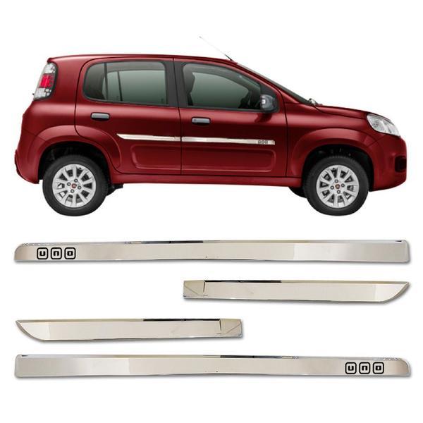 Imagem de Kit Friso Lateral Personalizado Modelo X-Treme Cor Cromado Uno 2010 a 2020 4 Portas