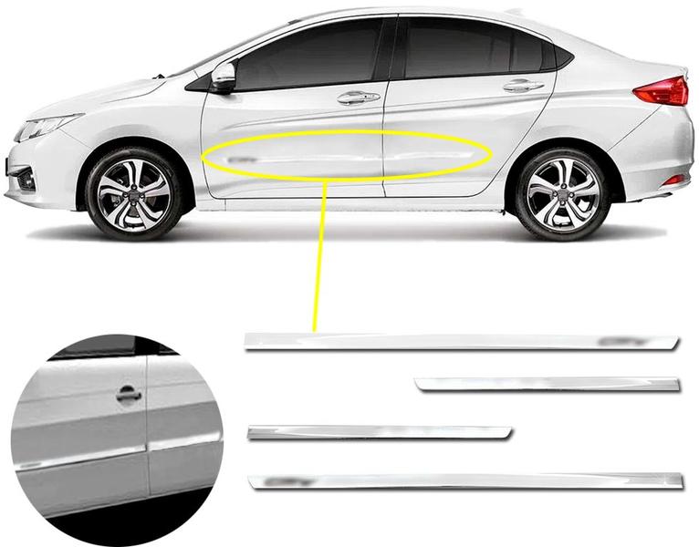 Imagem de Kit Friso Lateral Personalizado Slim Cromado City 2010 a 2023 4 Portas