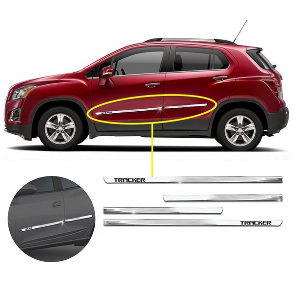 Kit Friso Lateral Personalizado Slim Cromado Tracker 2012 a 2023 4 Portas - SHEKPARTS Imagem de Kit Friso Lateral Personalizado Slim Cromado Tracker 2012 a 2023 4 Portas