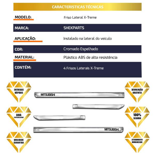 Imagem de Kit Frisos Laterais Cromados X-Treme Mitsubishi L200 Outdoor Triton Outlander Airtrek Eclipse Pajero Lancer ASX