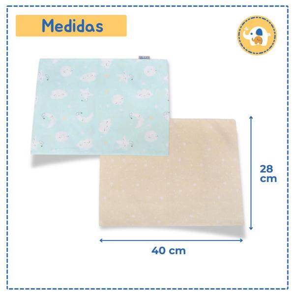 Imagem de Kit Fronha Enxoval Bebe Neutra C/2 28x40 Estampada Algodão