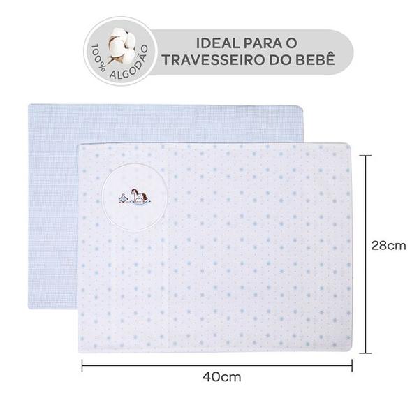 Imagem de Kit Fronha Infantim Bebês 40x28cm Bordado 02 Unidades 150 Fios 100% Alogodão - Papi