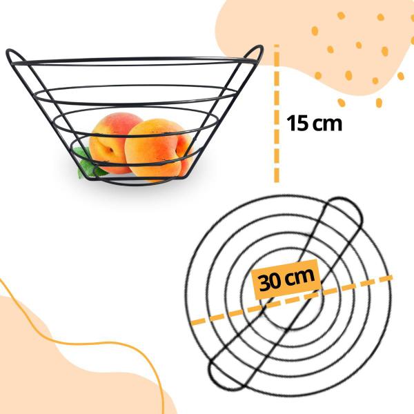 Kit Fruteira De Metal Preta Organizadora Cozinha E Toalha De Mesa Estampada 4 Lugares 1,20 X 1,40 - LARES Imagem de Kit Fruteira De Metal Preta Organizadora Cozinha E Toalha De Mesa Estampada 4 Lugares 1,20 X 1,40