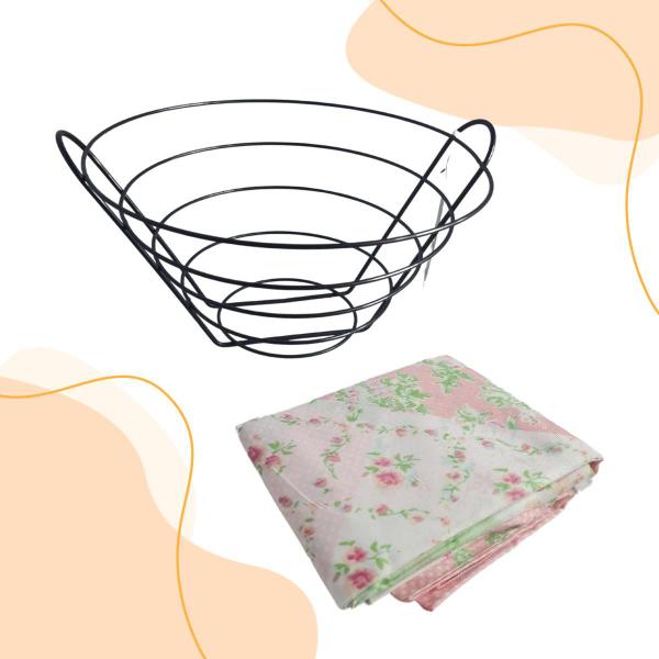 Kit Fruteira De Metal Preta Organizadora Cozinha E Toalha De Mesa Estampada 6 Lugares 1,20 X 2,0m - LARES Imagem de Kit Fruteira De Metal Preta Organizadora Cozinha E Toalha De Mesa Estampada 6 Lugares 1,20 X 2,0m